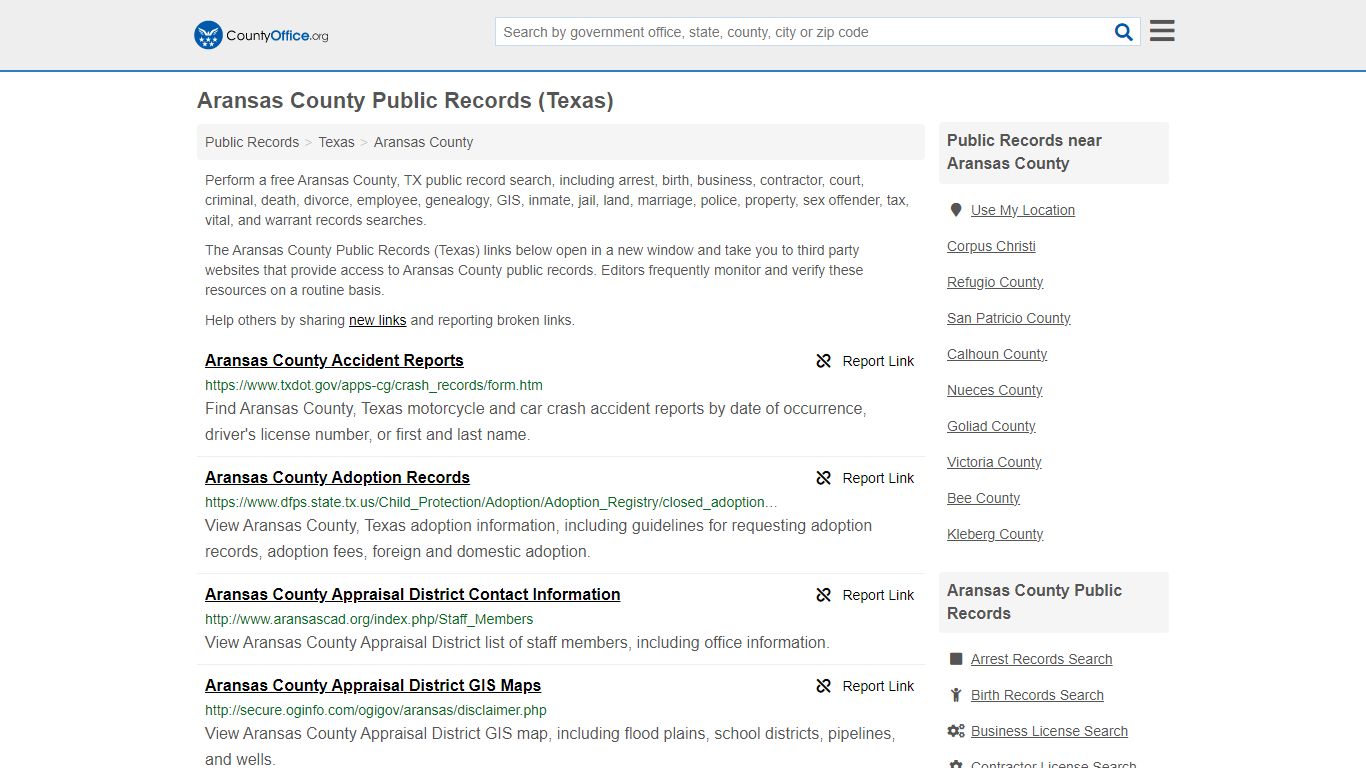 Aransas County Public Records (Texas) - County Office